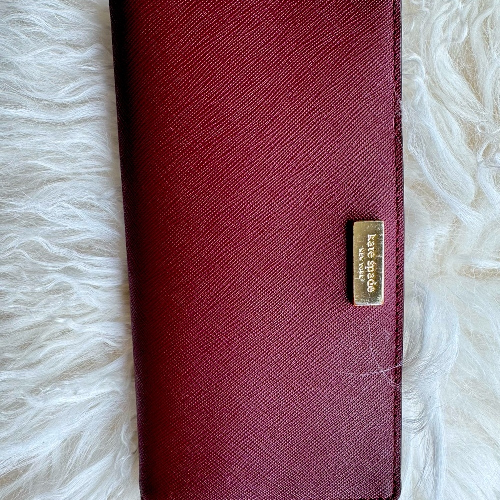 Kate Spade Burgundy Wallet with Zipper Detail